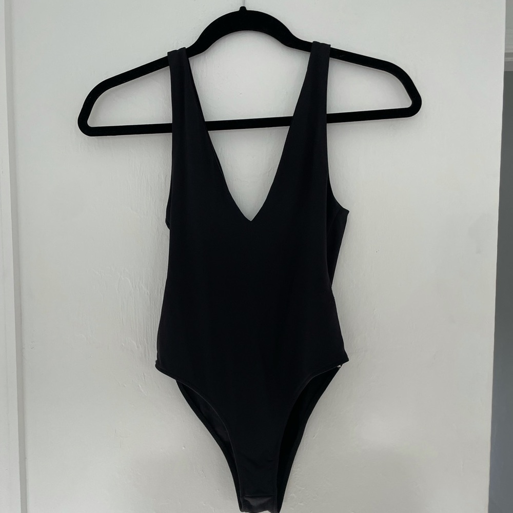 Black v neck bodysuit